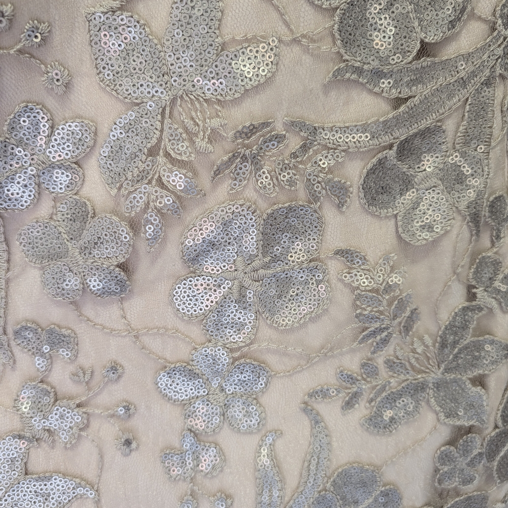 Badgley Mischka Ivory and Silver Floral Lace Wedding Dress - Picture 5 of 8